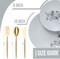 Trendables Fancy Plastic Wedding Dinnerware Set – Gold Disposable Forks Spoons Knives, 10” Charger Plates & 8” Dessert Plates – Elegant Reception, Holiday, Banquet & Special Event Supplies